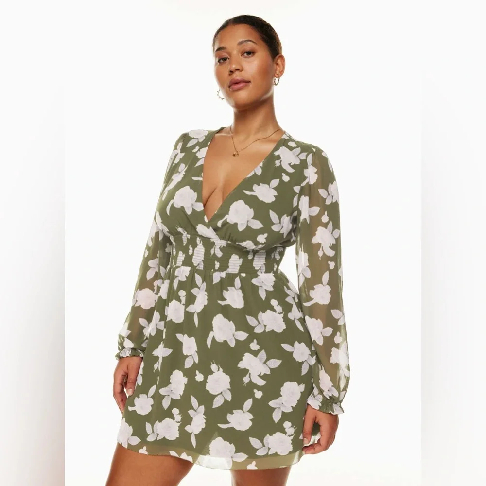 aritzia green wrap dress Hyde Satin Mini Dress